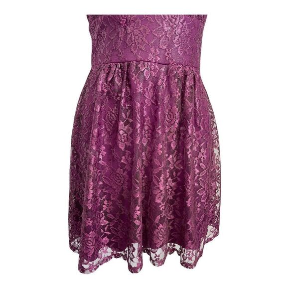 Y2K Vintage Lace Floral Netting Halter Party Cranberry Dress 5 to 6 Juni… - Picture 13 of 16